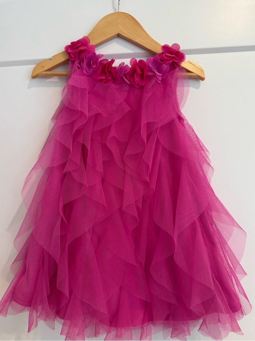 American Girl 3T Hot Pink Doll Dress with Tulle and flowers